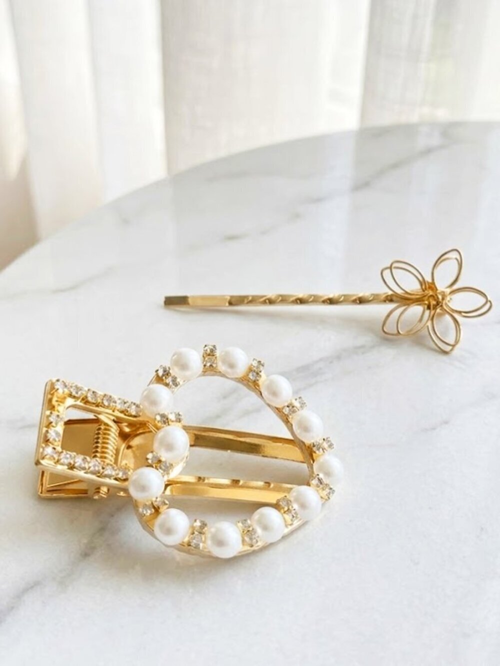 Two Piece Heart Flower Hair Accessory